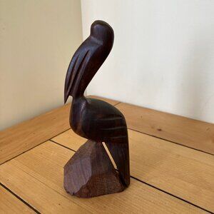 Iron Wood Pelican Bird Carved Wooden Figurine Vintage Ironwood 7" Tall
